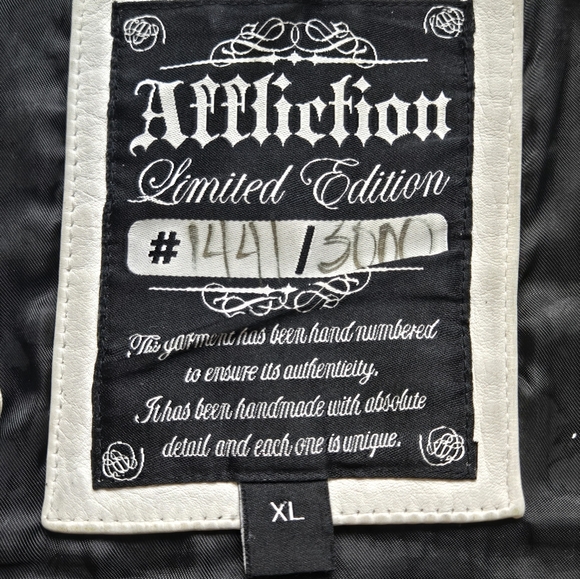 Affliction Men's Genuine Leather / Limited Edition White Jacket Size Large - Picture 10 of 15
